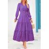 imagePRETTYGARDEN Womens Long Sleeve Maxi Dress Casual V Neck Smocked Waist Ruffle Flowy Boho Beach Dresses with PocketsPlaid Blue Pink