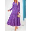 imagePRETTYGARDEN Womens Long Sleeve Maxi Dress Casual V Neck Smocked Waist Ruffle Flowy Boho Beach Dresses with PocketsPlaid Blue Pink