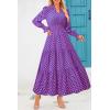 imagePRETTYGARDEN Womens Long Sleeve Maxi Dress Casual V Neck Smocked Waist Ruffle Flowy Boho Beach Dresses with PocketsPlaid Blue Pink