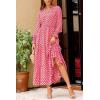 imagePRETTYGARDEN Womens Long Sleeve Maxi Dress Casual V Neck Smocked Waist Ruffle Flowy Boho Beach Dresses with PocketsPlaid Pink