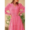 imagePRETTYGARDEN Womens Long Sleeve Maxi Dress Casual V Neck Smocked Waist Ruffle Flowy Boho Beach Dresses with PocketsPlaid Pink