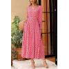 imagePRETTYGARDEN Womens Long Sleeve Maxi Dress Casual V Neck Smocked Waist Ruffle Flowy Boho Beach Dresses with PocketsPlaid Pink