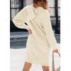 imagePRETTYGARDEN Womens Sweater Dress Fall Winter Casual Long Sleeve Pullover Chunky Knit Loose Oversized Hoodie Tunic SweatersBeige White