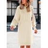imagePRETTYGARDEN Womens Sweater Dress Fall Winter Casual Long Sleeve Pullover Chunky Knit Loose Oversized Hoodie Tunic SweatersBeige White