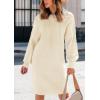 imagePRETTYGARDEN Womens Sweater Dress Fall Winter Casual Long Sleeve Pullover Chunky Knit Loose Oversized Hoodie Tunic SweatersBeige White