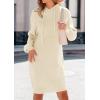 imagePRETTYGARDEN Womens Sweater Dress Fall Winter Casual Long Sleeve Pullover Chunky Knit Loose Oversized Hoodie Tunic SweatersBeige White