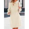 imagePRETTYGARDEN Womens Sweater Dress Fall Winter Casual Long Sleeve Pullover Chunky Knit Loose Oversized Hoodie Tunic SweatersBeige White