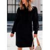 imagePRETTYGARDEN Womens Sweater Dress Fall Winter Casual Long Sleeve Pullover Chunky Knit Loose Oversized Hoodie Tunic SweatersBlack