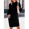imagePRETTYGARDEN Womens Sweater Dress Fall Winter Casual Long Sleeve Pullover Chunky Knit Loose Oversized Hoodie Tunic SweatersBlack