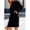imagePRETTYGARDEN Womens Sweater Dress Fall Winter Casual Long Sleeve Pullover Chunky Knit Loose Oversized Hoodie Tunic SweatersBlack