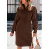 imagePRETTYGARDEN Womens Sweater Dress Fall Winter Casual Long Sleeve Pullover Chunky Knit Loose Oversized Hoodie Tunic SweatersBrown