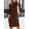 imagePRETTYGARDEN Womens Sweater Dress Fall Winter Casual Long Sleeve Pullover Chunky Knit Loose Oversized Hoodie Tunic SweatersBrown