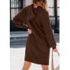 imagePRETTYGARDEN Womens Sweater Dress Fall Winter Casual Long Sleeve Pullover Chunky Knit Loose Oversized Hoodie Tunic SweatersBrown