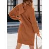 imagePRETTYGARDEN Womens Sweater Dress Fall Winter Casual Long Sleeve Pullover Chunky Knit Loose Oversized Hoodie Tunic SweatersCaramel