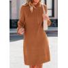 imagePRETTYGARDEN Womens Sweater Dress Fall Winter Casual Long Sleeve Pullover Chunky Knit Loose Oversized Hoodie Tunic SweatersCaramel