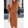 imagePRETTYGARDEN Womens Sweater Dress Fall Winter Casual Long Sleeve Pullover Chunky Knit Loose Oversized Hoodie Tunic SweatersCaramel