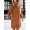 imagePRETTYGARDEN Womens Sweater Dress Fall Winter Casual Long Sleeve Pullover Chunky Knit Loose Oversized Hoodie Tunic SweatersCaramel