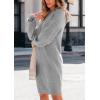 imagePRETTYGARDEN Womens Sweater Dress Fall Winter Casual Long Sleeve Pullover Chunky Knit Loose Oversized Hoodie Tunic SweatersGrey