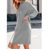 imagePRETTYGARDEN Womens Sweater Dress Fall Winter Casual Long Sleeve Pullover Chunky Knit Loose Oversized Hoodie Tunic SweatersGrey