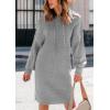 imagePRETTYGARDEN Womens Sweater Dress Fall Winter Casual Long Sleeve Pullover Chunky Knit Loose Oversized Hoodie Tunic SweatersGrey
