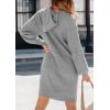 imagePRETTYGARDEN Womens Sweater Dress Fall Winter Casual Long Sleeve Pullover Chunky Knit Loose Oversized Hoodie Tunic SweatersGrey