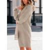 imagePRETTYGARDEN Womens Sweater Dress Fall Winter Casual Long Sleeve Pullover Chunky Knit Loose Oversized Hoodie Tunic SweatersKhaki