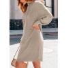 imagePRETTYGARDEN Womens Sweater Dress Fall Winter Casual Long Sleeve Pullover Chunky Knit Loose Oversized Hoodie Tunic SweatersKhaki