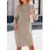 imagePRETTYGARDEN Womens Sweater Dress Fall Winter Casual Long Sleeve Pullover Chunky Knit Loose Oversized Hoodie Tunic SweatersKhaki