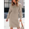 imagePRETTYGARDEN Womens Sweater Dress Fall Winter Casual Long Sleeve Pullover Chunky Knit Loose Oversized Hoodie Tunic SweatersKhaki