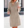 imagePRETTYGARDEN Womens Sweater Dress Fall Winter Casual Long Sleeve Pullover Chunky Knit Loose Oversized Hoodie Tunic SweatersKhaki