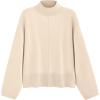 imagePRETTYGARDEN Womens Sweaters Fall 2024 Long Sleeve Ribbed Knit Pullover Loose Mock Neck Lightweight Casual Sweater TopsBeige