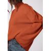 imagePRETTYGARDEN Womens Sweaters Fall 2024 Long Sleeve Ribbed Knit Pullover Loose Mock Neck Lightweight Casual Sweater TopsBrick Red