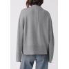 imagePRETTYGARDEN Womens Sweaters Fall 2024 Long Sleeve Ribbed Knit Pullover Loose Mock Neck Lightweight Casual Sweater TopsGrey