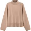 imagePRETTYGARDEN Womens Sweaters Fall 2024 Long Sleeve Ribbed Knit Pullover Loose Mock Neck Lightweight Casual Sweater TopsKhaki