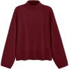 imagePRETTYGARDEN Womens Sweaters Fall 2024 Long Sleeve Ribbed Knit Pullover Loose Mock Neck Lightweight Casual Sweater TopsWine Red