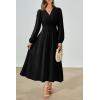 imagePRTTYGARDEN Womens Long Sleeve Maxi Dress 2024 Fall Trendy Elegant V Neck High Waist Flowy Wedding Guest Formal Long DressesBlack