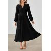 imagePRTTYGARDEN Womens Long Sleeve Maxi Dress 2024 Fall Trendy Elegant V Neck High Waist Flowy Wedding Guest Formal Long DressesBlack