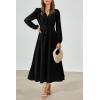 imagePRTTYGARDEN Womens Long Sleeve Maxi Dress 2024 Fall Trendy Elegant V Neck High Waist Flowy Wedding Guest Formal Long DressesBlack