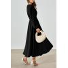 imagePRTTYGARDEN Womens Long Sleeve Maxi Dress 2024 Fall Trendy Elegant V Neck High Waist Flowy Wedding Guest Formal Long DressesBlack