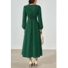 imagePRTTYGARDEN Womens Long Sleeve Maxi Dress 2024 Fall Trendy Elegant V Neck High Waist Flowy Wedding Guest Formal Long DressesDark Green
