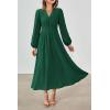 imagePRTTYGARDEN Womens Long Sleeve Maxi Dress 2024 Fall Trendy Elegant V Neck High Waist Flowy Wedding Guest Formal Long DressesDark Green