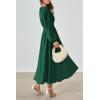 imagePRTTYGARDEN Womens Long Sleeve Maxi Dress 2024 Fall Trendy Elegant V Neck High Waist Flowy Wedding Guest Formal Long DressesDark Green