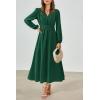 imagePRTTYGARDEN Womens Long Sleeve Maxi Dress 2024 Fall Trendy Elegant V Neck High Waist Flowy Wedding Guest Formal Long DressesDark Green