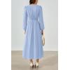 imagePRTTYGARDEN Womens Long Sleeve Maxi Dress 2024 Fall Trendy Elegant V Neck High Waist Flowy Wedding Guest Formal Long DressesLight Blue