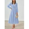 imagePRTTYGARDEN Womens Long Sleeve Maxi Dress 2024 Fall Trendy Elegant V Neck High Waist Flowy Wedding Guest Formal Long DressesLight Blue