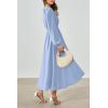 imagePRTTYGARDEN Womens Long Sleeve Maxi Dress 2024 Fall Trendy Elegant V Neck High Waist Flowy Wedding Guest Formal Long DressesLight Blue