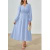 imagePRTTYGARDEN Womens Long Sleeve Maxi Dress 2024 Fall Trendy Elegant V Neck High Waist Flowy Wedding Guest Formal Long DressesLight Blue