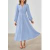 imagePRTTYGARDEN Womens Long Sleeve Maxi Dress 2024 Fall Trendy Elegant V Neck High Waist Flowy Wedding Guest Formal Long DressesLight Blue
