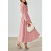 imagePRTTYGARDEN Womens Long Sleeve Maxi Dress 2024 Fall Trendy Elegant V Neck High Waist Flowy Wedding Guest Formal Long DressesPink