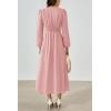 imagePRTTYGARDEN Womens Long Sleeve Maxi Dress 2024 Fall Trendy Elegant V Neck High Waist Flowy Wedding Guest Formal Long DressesPink